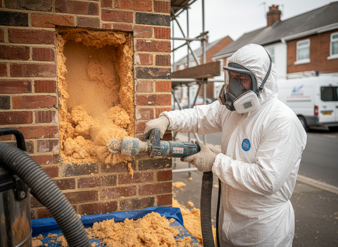 Cavity Wall Spray Foam Removal in Stafford, Staffordshire